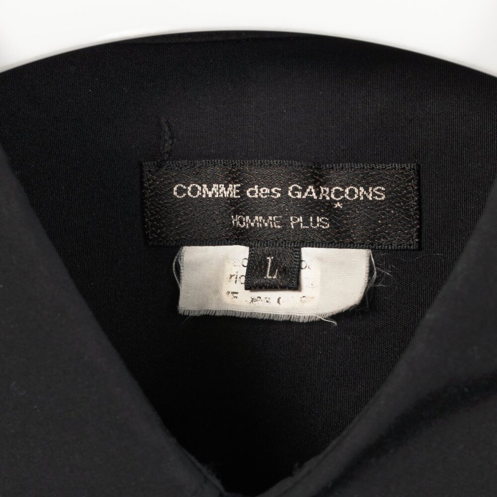 Comme des Garcons Homme Plus Black Cotton-Poplin Diagonal-Panel Buttoned Shirt - Picture 9 of 11